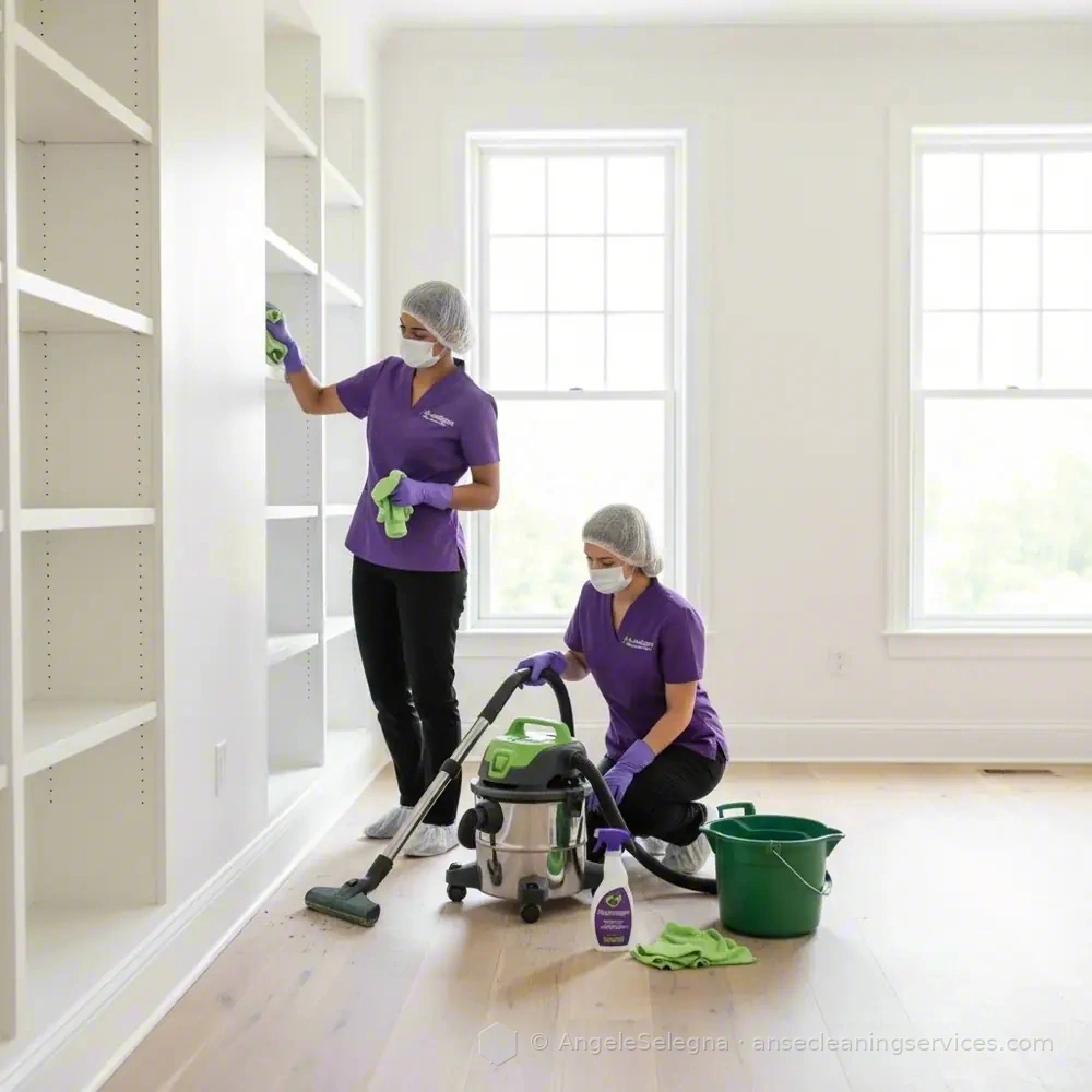 Vacuuming an empty room during move-out cleaning