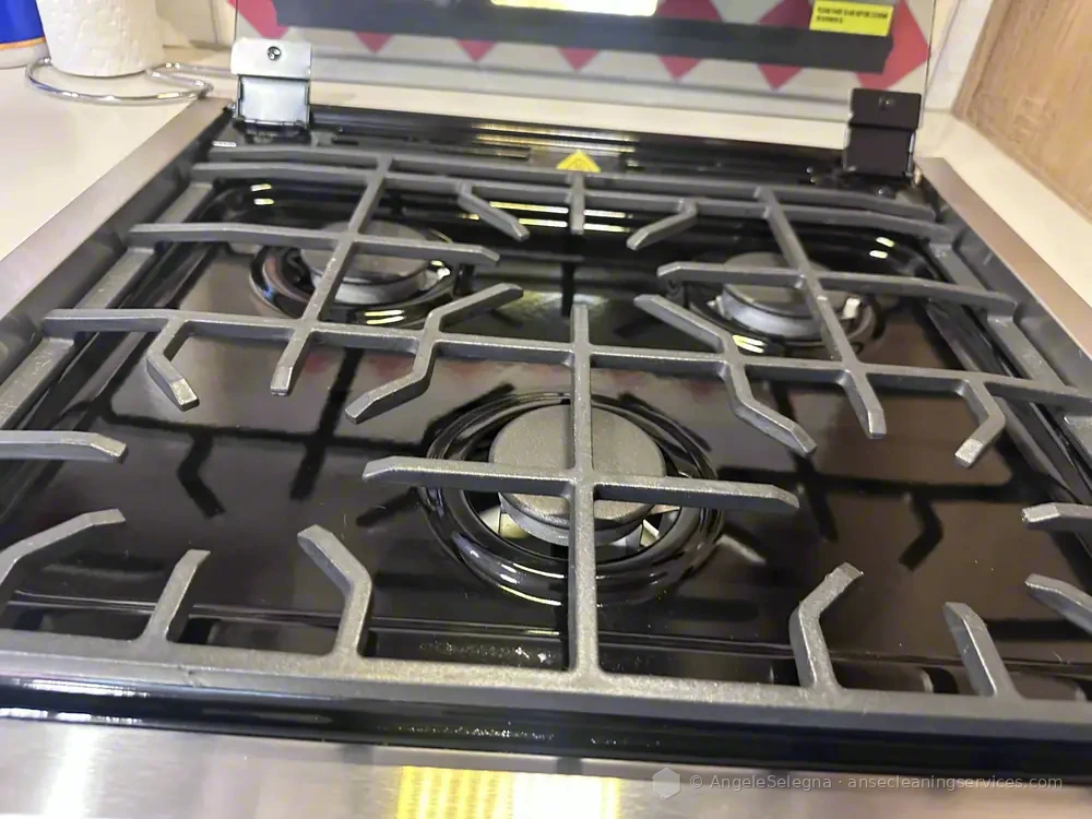 Gas stovetop after deep cleaning